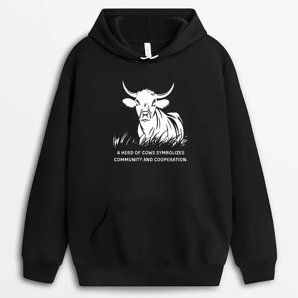 A Herd Of Cows Symbolizes Community And Cooperation Tsunxtee Hoodie - Black