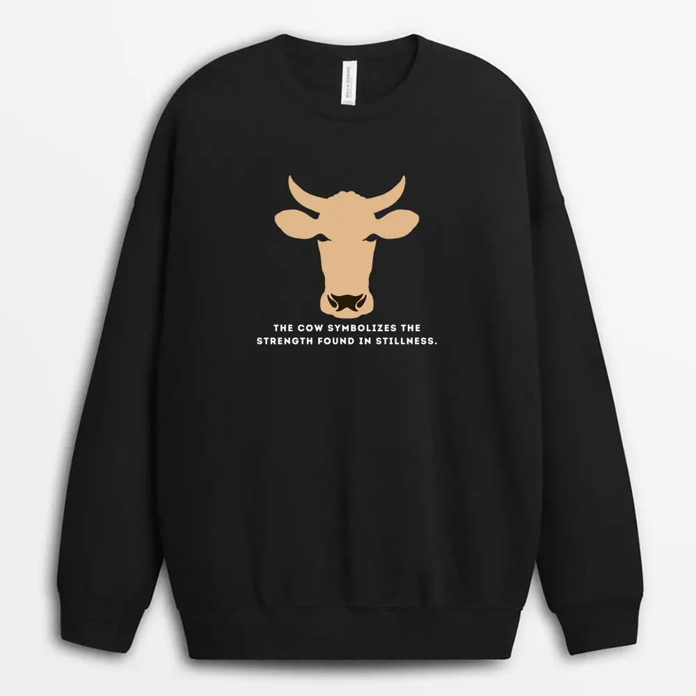 The Cow Symbolizes The Strength Found In Stillness Tsunxtee Sweatshirt - Black