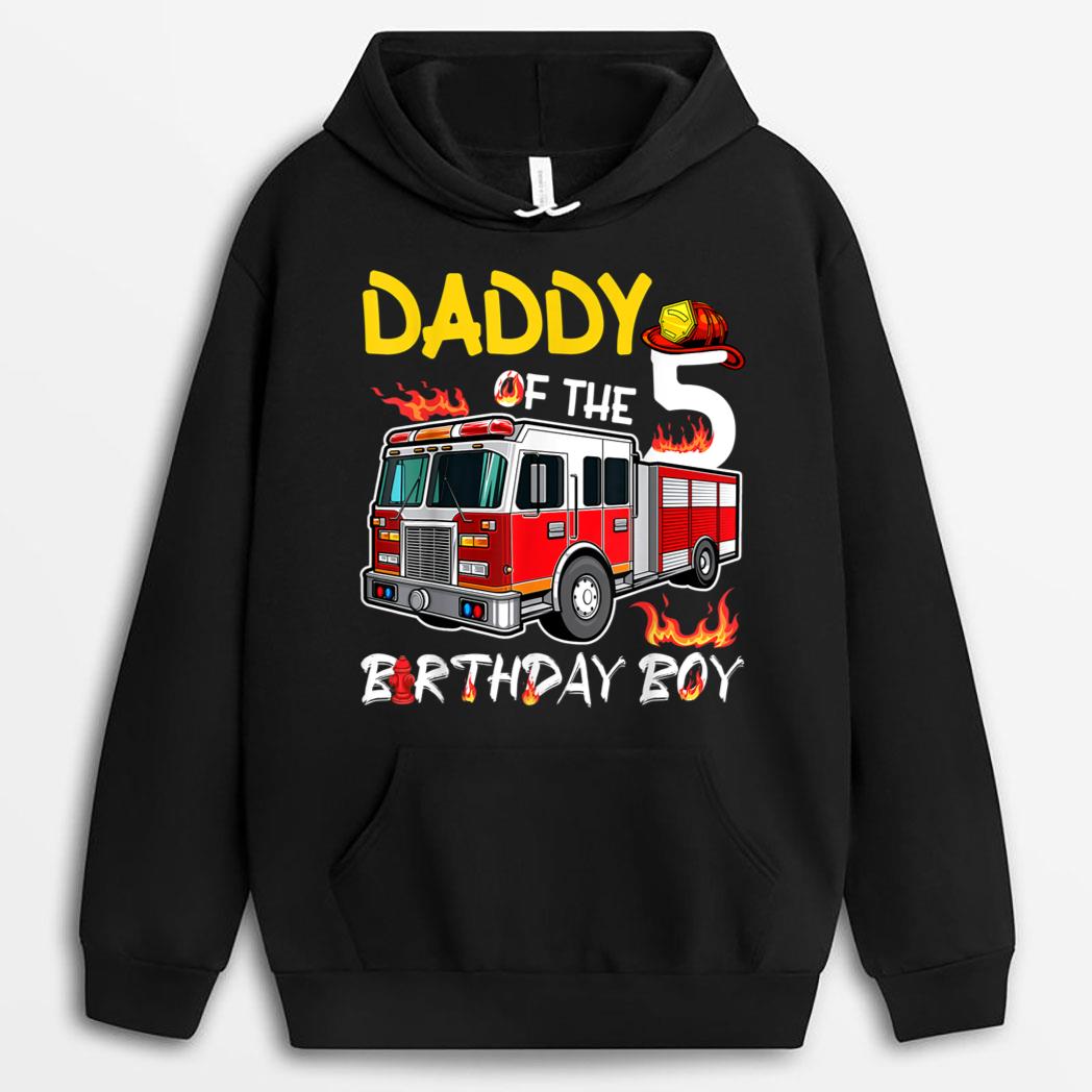 Daddy Of The 5th Birthday Boy Happy Birthday Firefighter T-Shirt