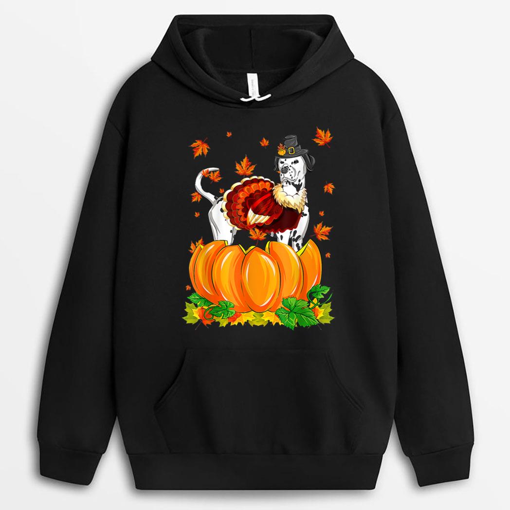 Dalmatian Dog Thanksgiving Turkey Fall Autumn Pumpkin T-Shirt