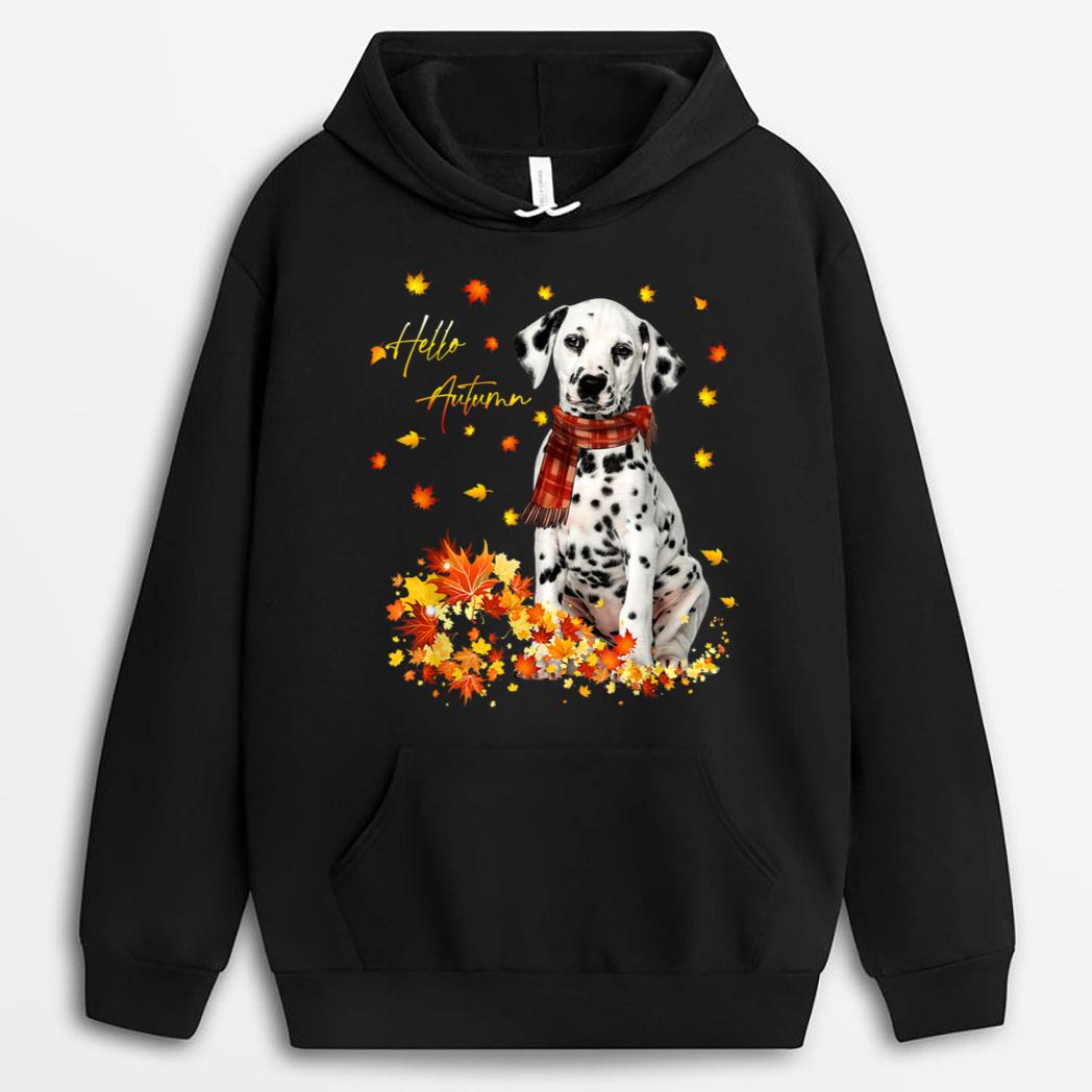 Dalmatian Leaf Fall Hello Autumn For Dog Lover Thanksgiving T-Shirt
