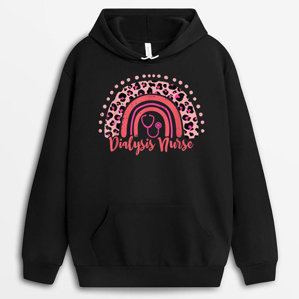 Dialysis Nurse Leopard Boho Rainbow Nurse for Breast Cancer T-Shirt