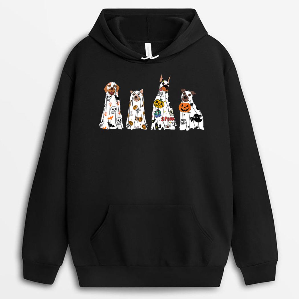 Dog Ghost  Spooky Season Ghost Halloween Groovy Retro T T-Shirt