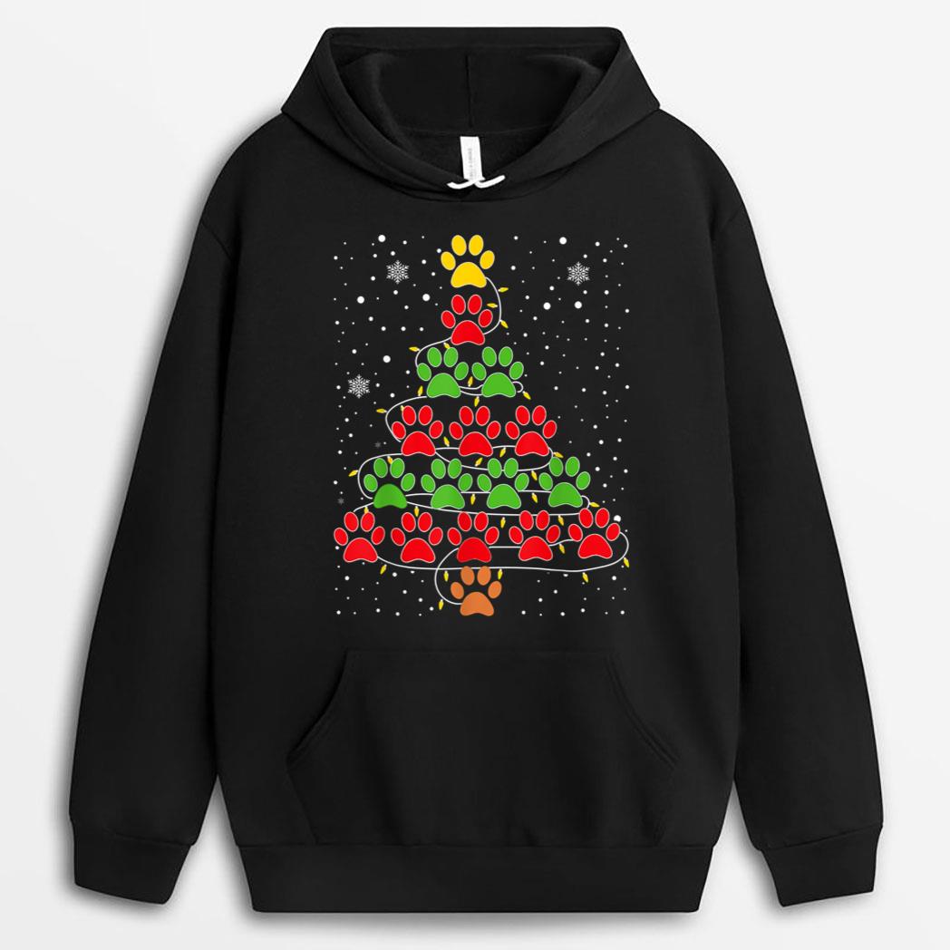 Dog Paws Christmas Tree Lights Xmas Dogs Lovers Pajama T-Shirt