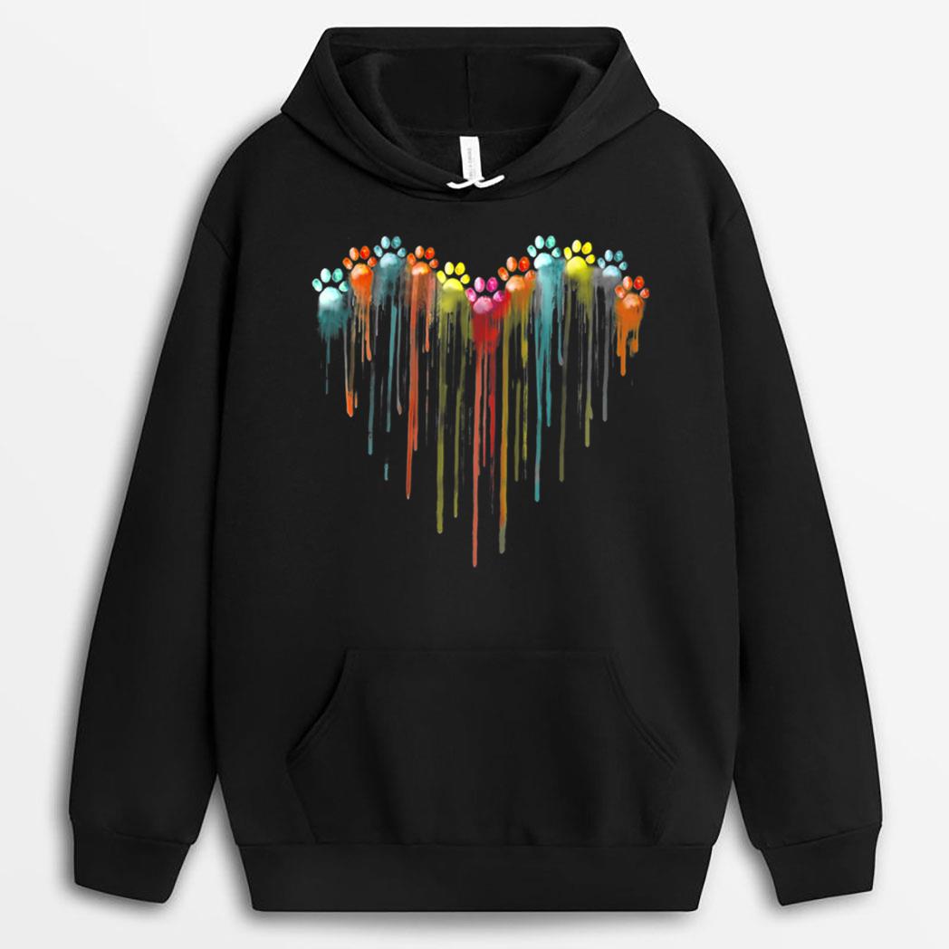 Dog Paws Heart Dog Owner Rainbow Pet Animal T-Shirt