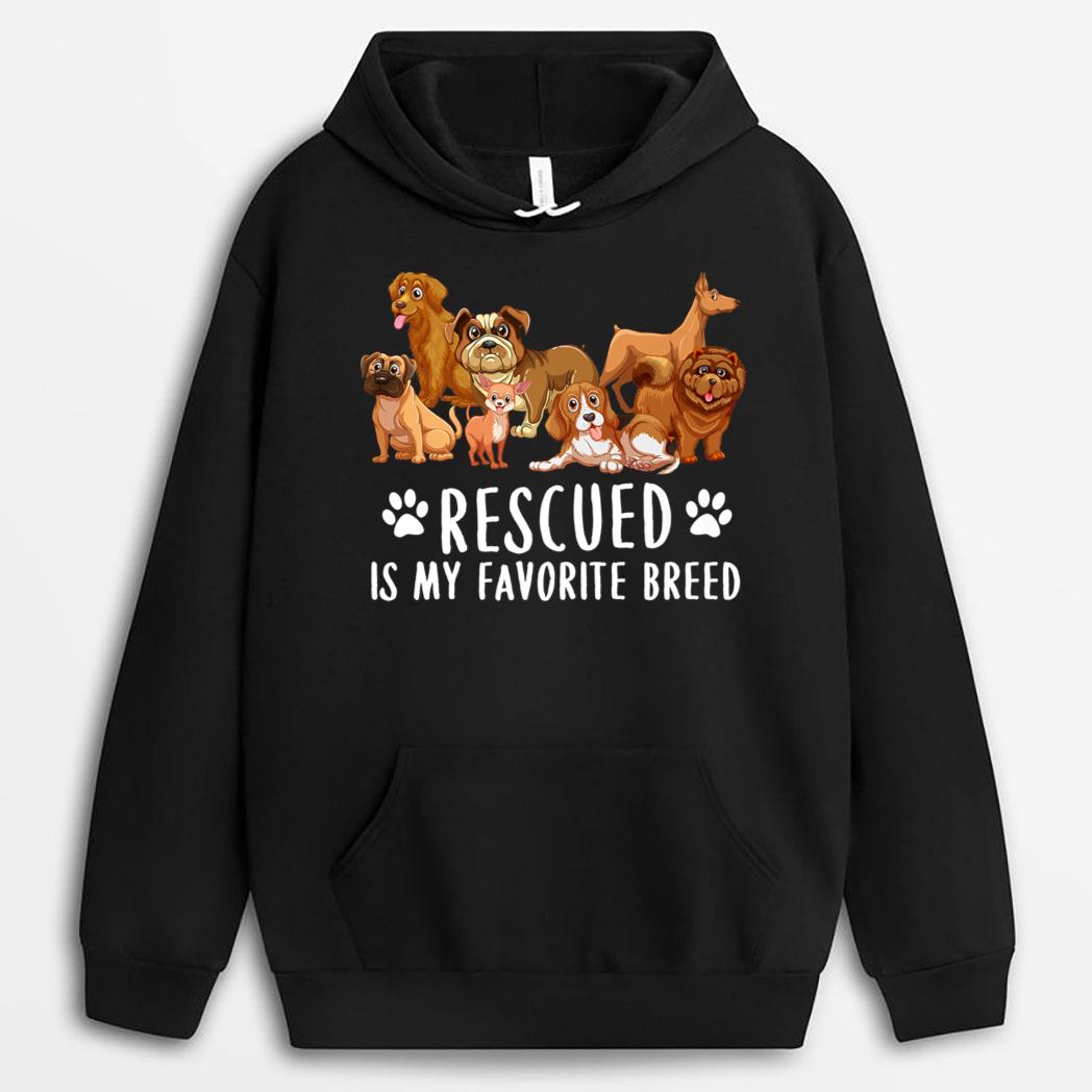 Dogs 365 Rescued Is My Favorite Breed Dog Lovers Gift T-Shirt