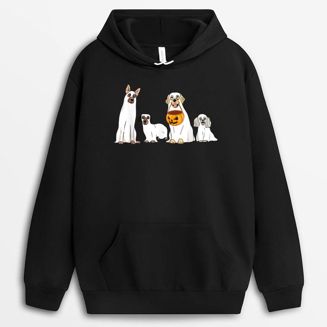Dogs Wearing Ghost Costume Funny Dog Halloween T-Shirt