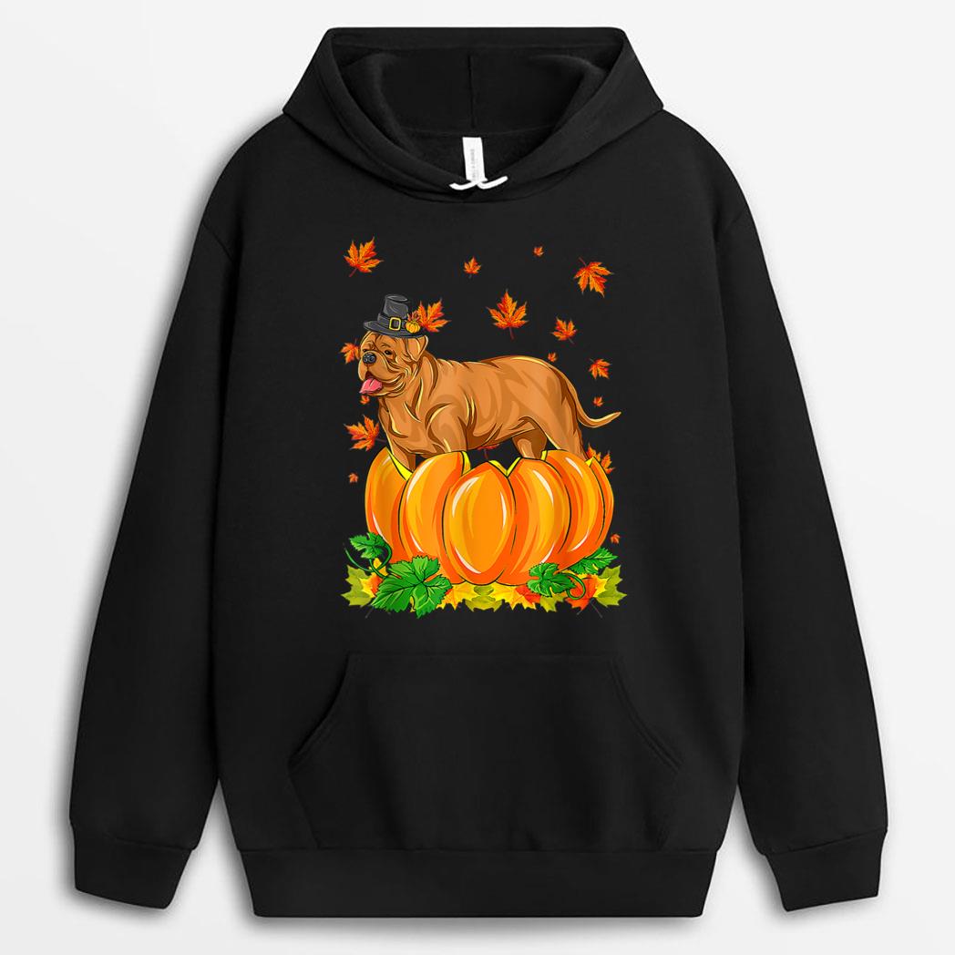 Dogue De Bordeaux Dog Happy Thanksgiving Pumpkin Fall Autumn T-Shirt
