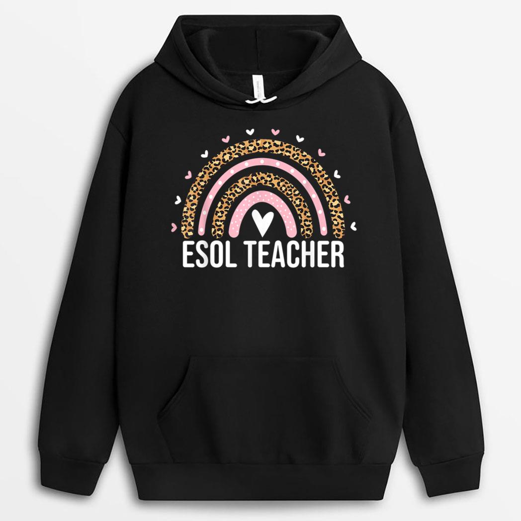 ESOL Teacher Squad Leopard Rainbow ESOL Teacher Women Cute T-Shirt