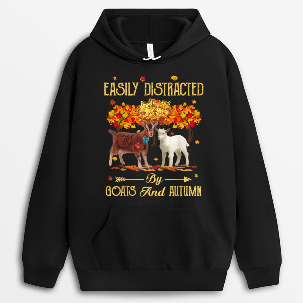 Easily Distracted By Goats And Autumn Fall Season Farmers T-Shirt
