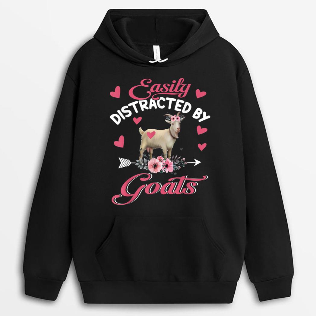Easily Distracted By Goats Cute Floral Flower Goat Farmer T-Shirt