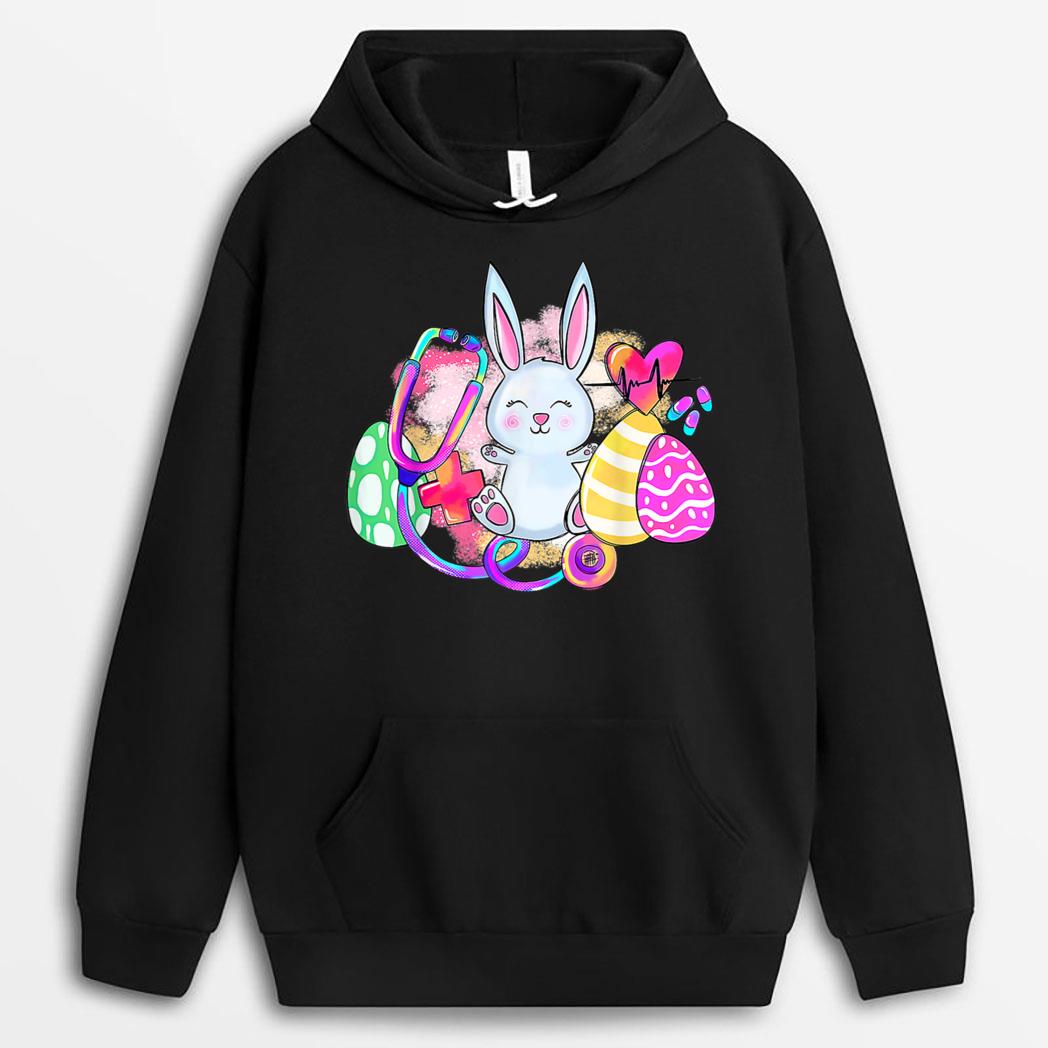 Easter Bunny With Stethoscope And Easter Eggs Nurse Easter T-Shirt