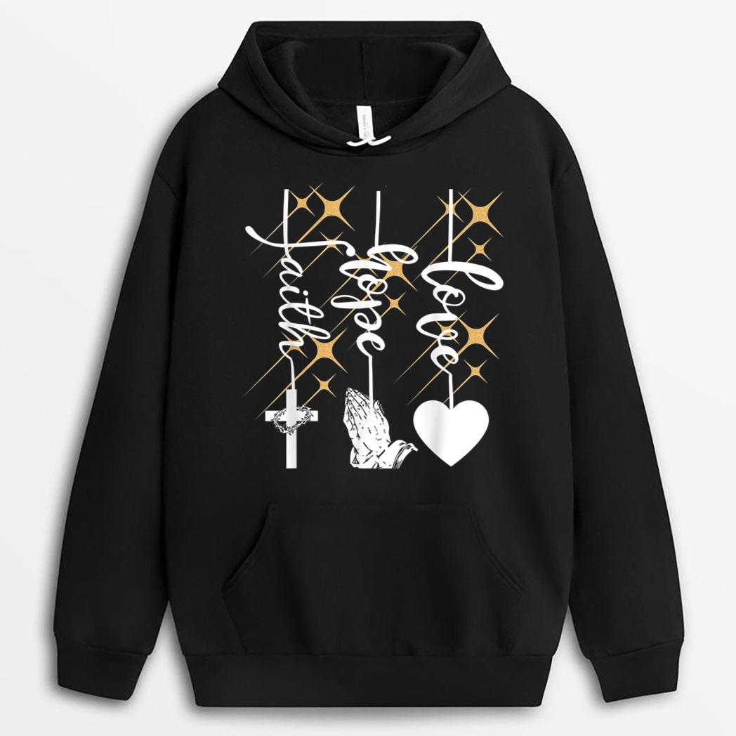 Faith Hope Love Religious Christian Jesus Cross Prayer T-Shirt