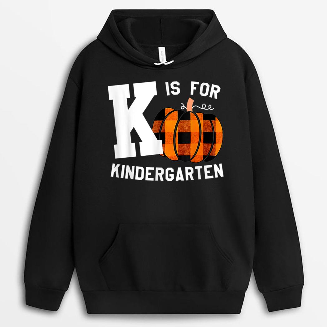 Fall Kindergarten Teacher K Is For Buffalo Plaid Pumpkin T-Shirt