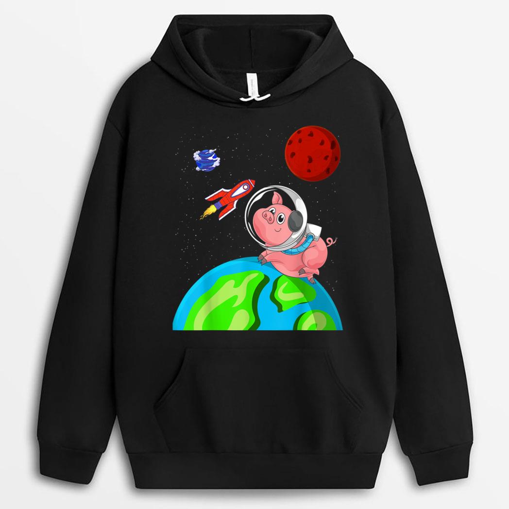 Farm Animal Lover Farmer Outer Space Rocket Astronaut Pig T-Shirt