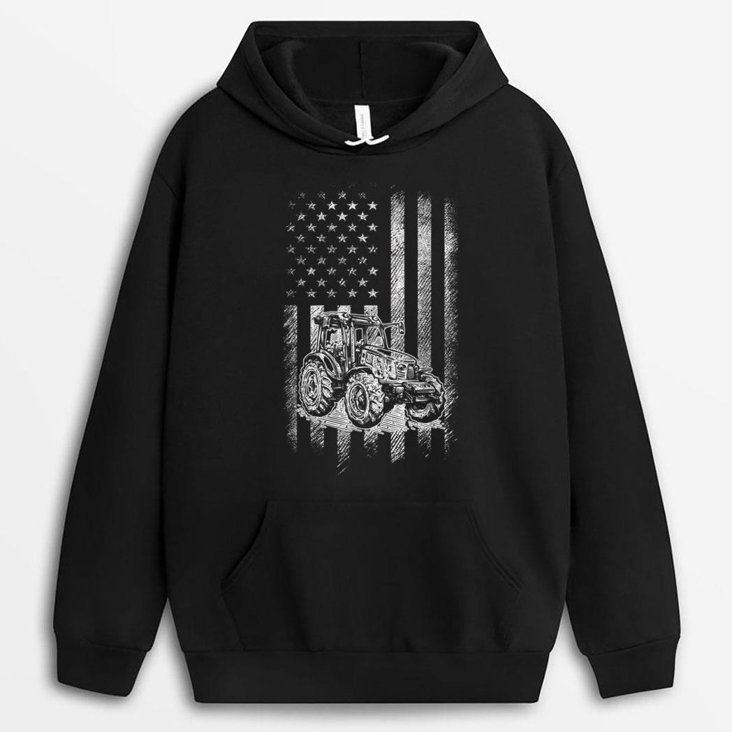 Farm Tractor USA American Flag Farmer Patriotic 4th Of July T-Shirt