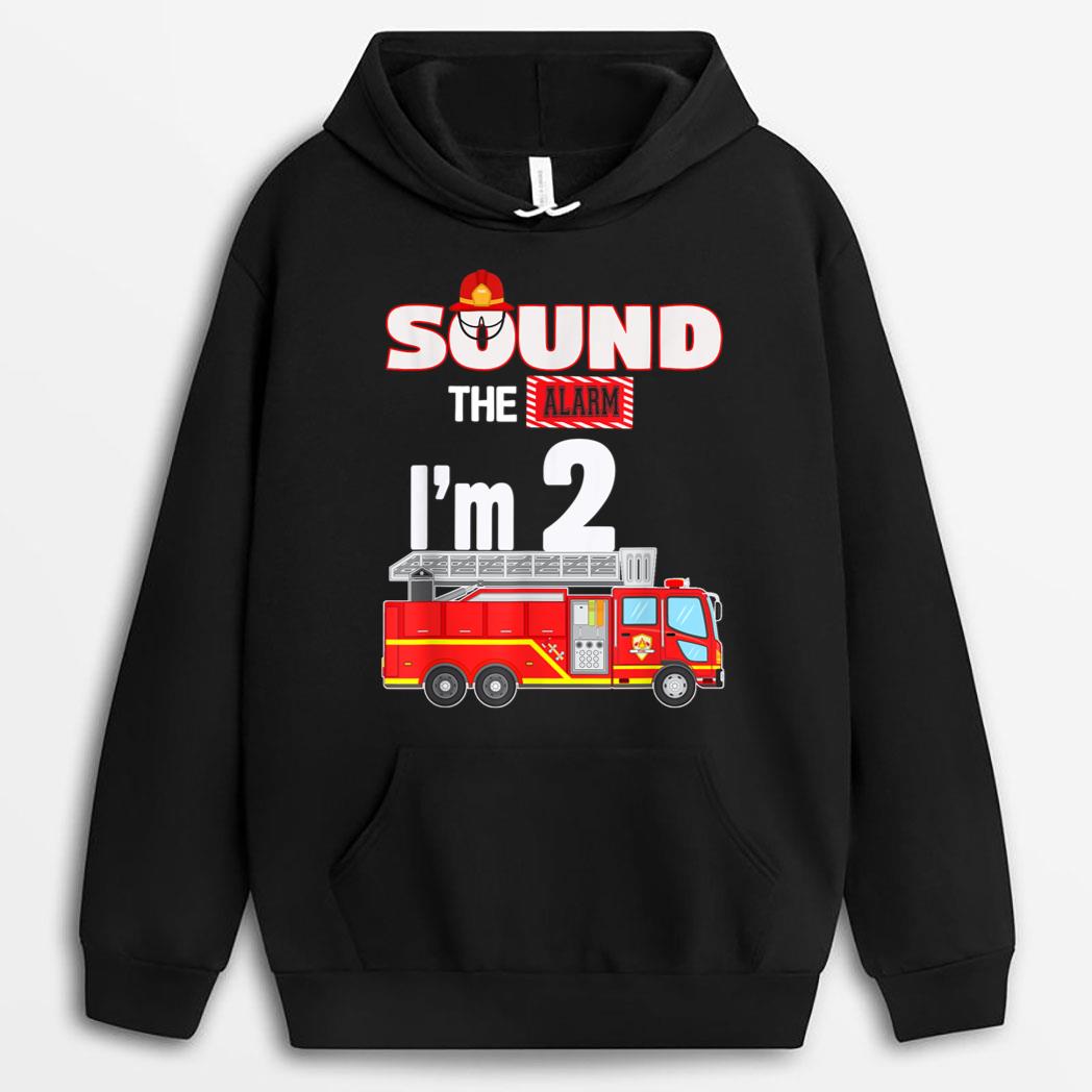 Fire Truck 2 Year Old Firefighter 2nd Birthday Boy Toddler T-Shirt