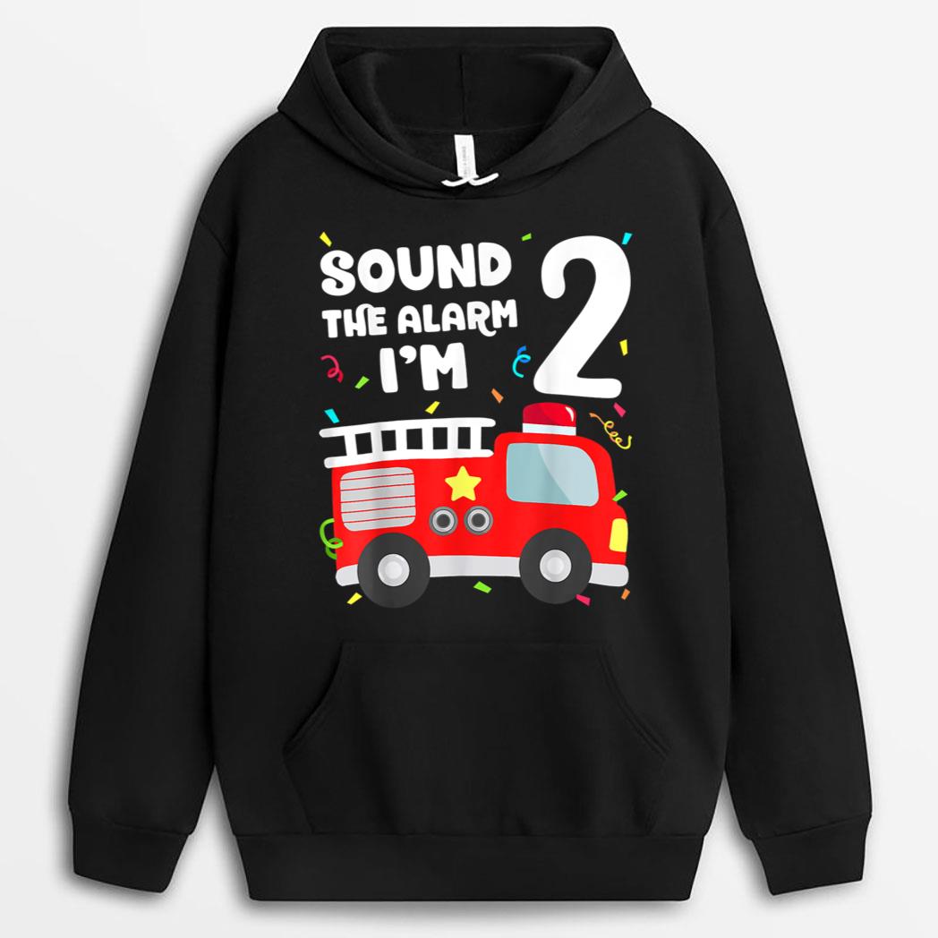 Fire Truck 2nd Birthday Toddler Boy Firefighter 2 Year Old T-Shirt