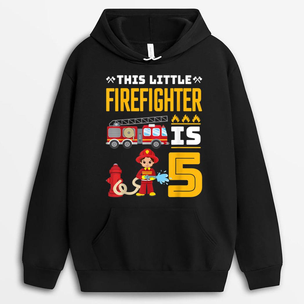 Fire Truck 5th Birthday Boy 5 Year Old Firefighter T-Shirt