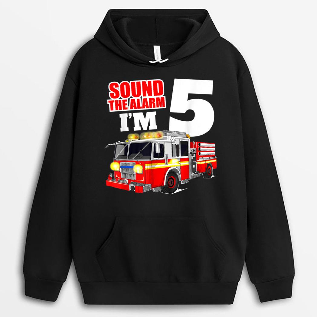 Fire Truck 5th Birthday Boy Firefighter Five 5 Year Old T-Shirt