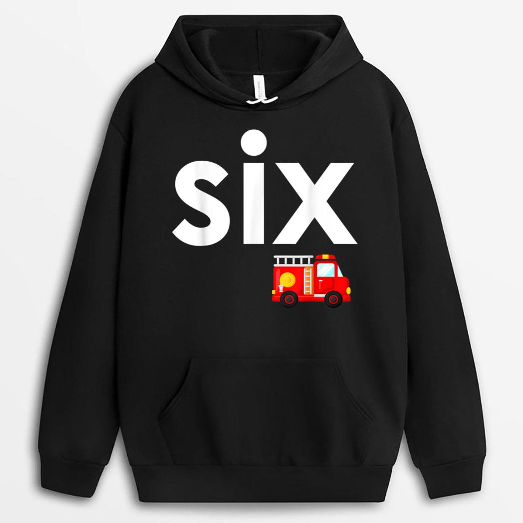 Fire Truck 6th Birthday Boy Toddler 6 Year Old Firefighter T-Shirt