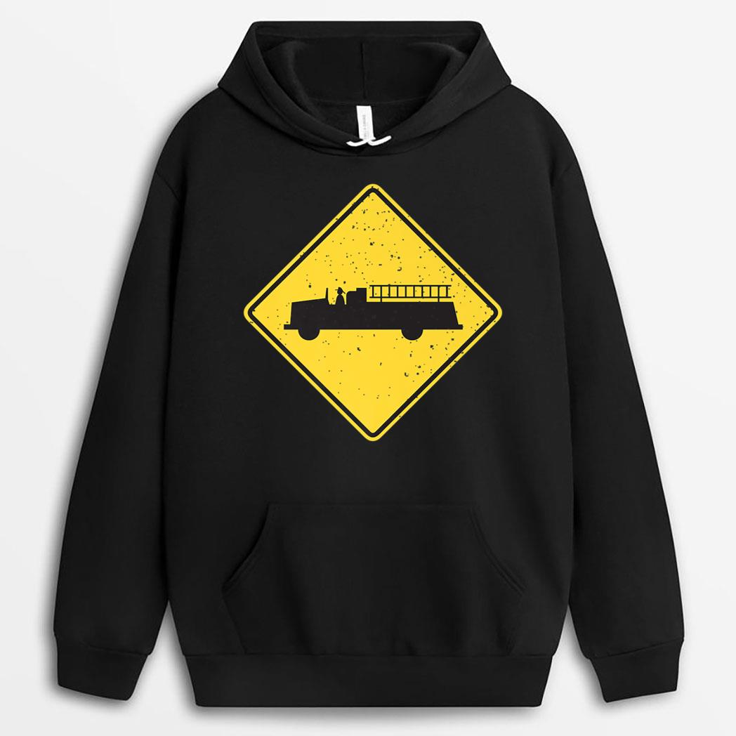 Fire Truck Street Sign Graphic For Firefighters T-Shirt