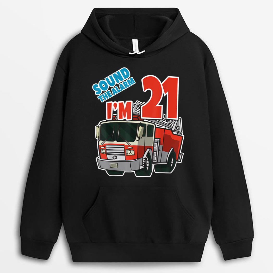 Firetruck 21st Birthday Fireman Fire Truck Boys Twentyone T-Shirt
