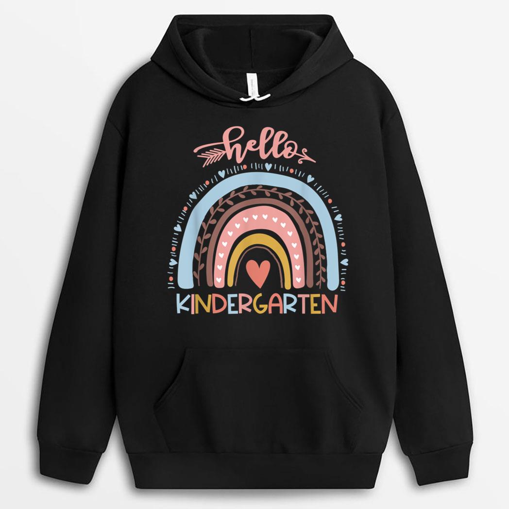 First Day of School Hello Kindergarten Teacher Rainbow Kids T-Shirt
