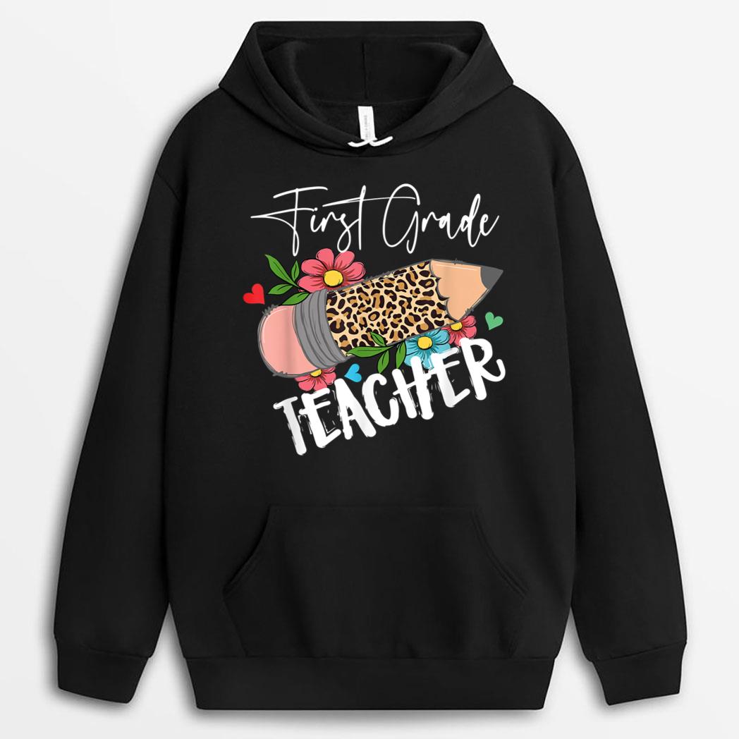 First Grade Leopard Pencil 1st First Day Of School Teacher T-Shirt