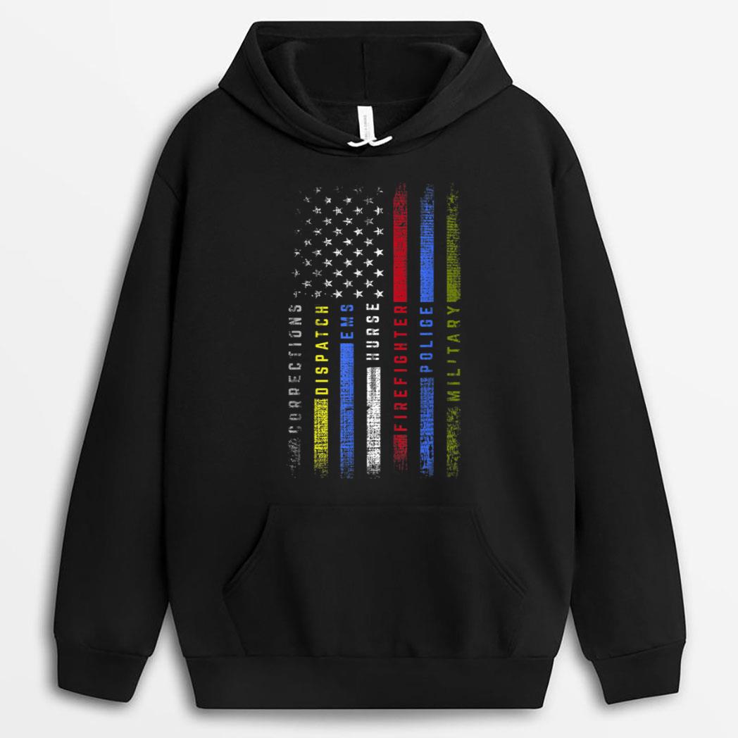 First Responders Hero Flag Nurse EMS Police Fire Military T-Shirt
