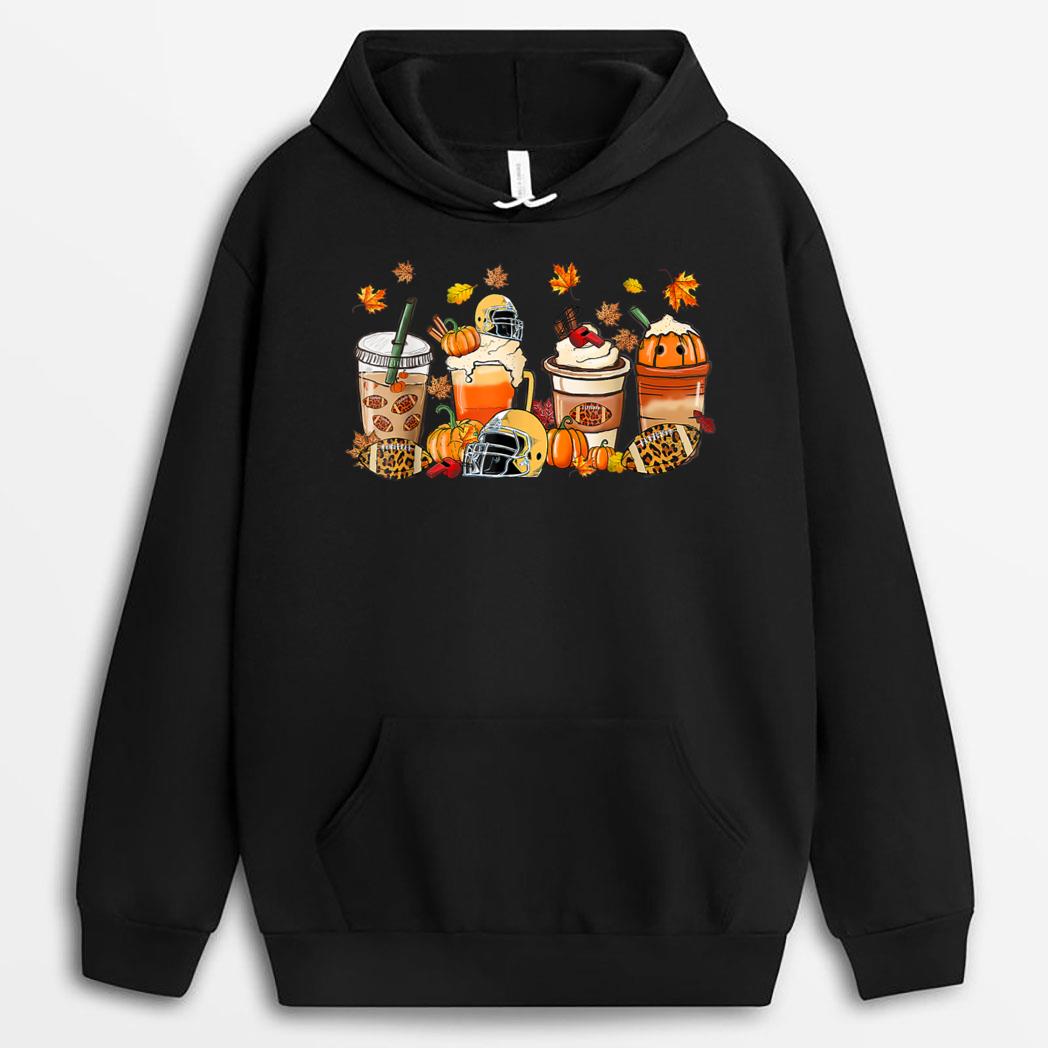 Football Coffee Drink Pumpkin Spice Latte Autumn Fall Vibes T-Shirt