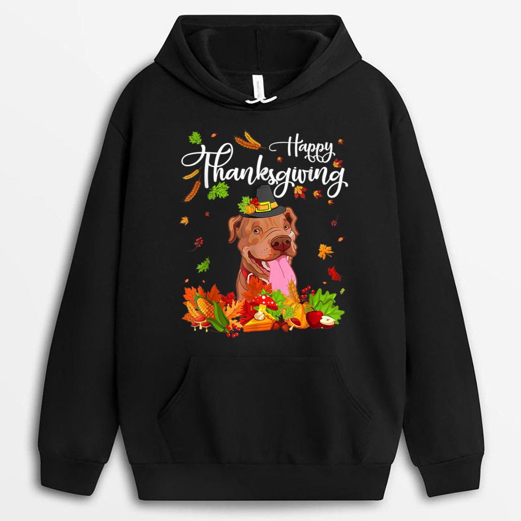 Fun Pitbull Thanksgiving Autumn Dog Lover T-Shirt