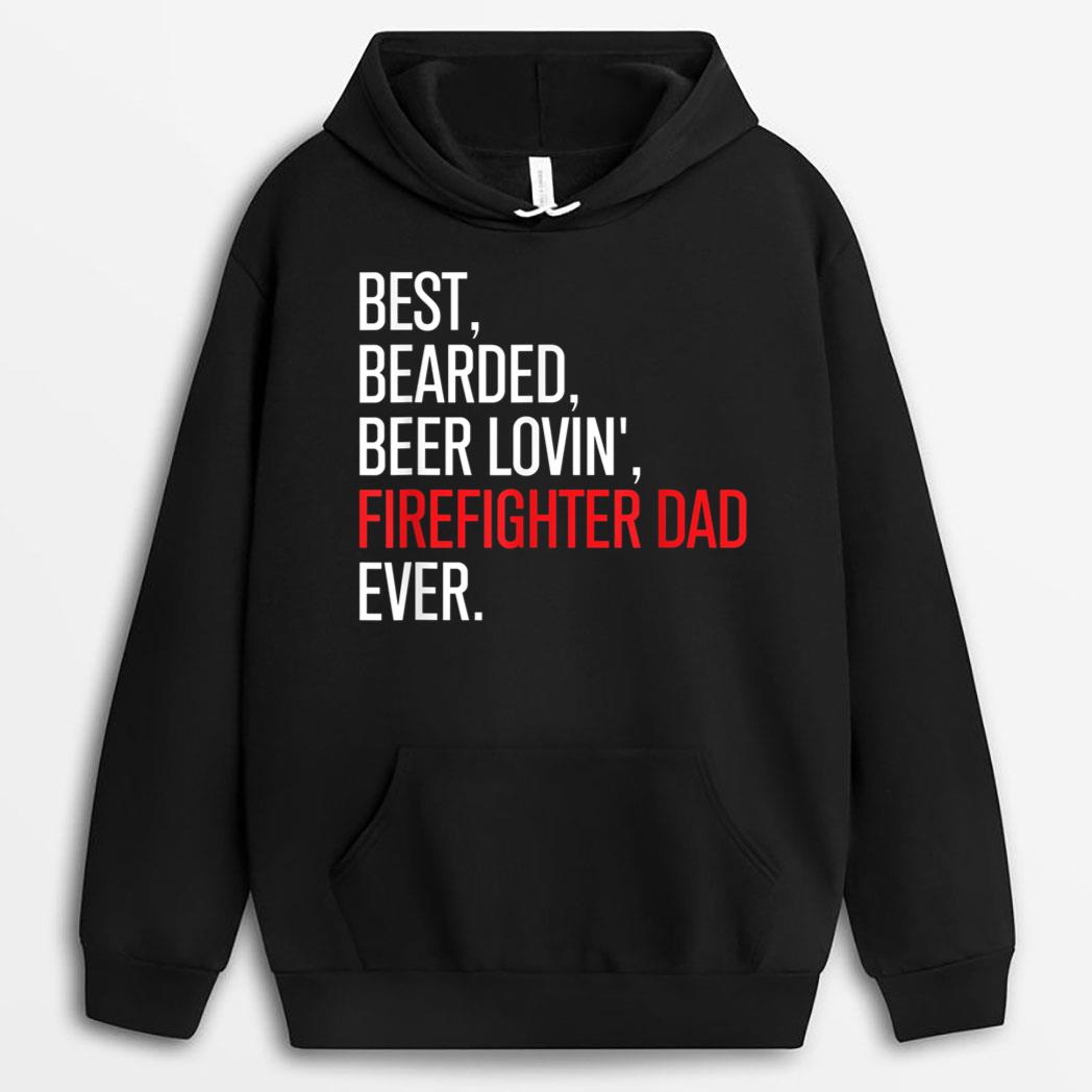Funny Bearded Firefighter Dad Beer Lover Firefighter T-Shirt
