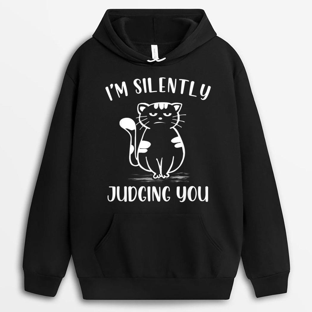 Funny Black Cat I'm Silently Judging You Retro T-Shirt