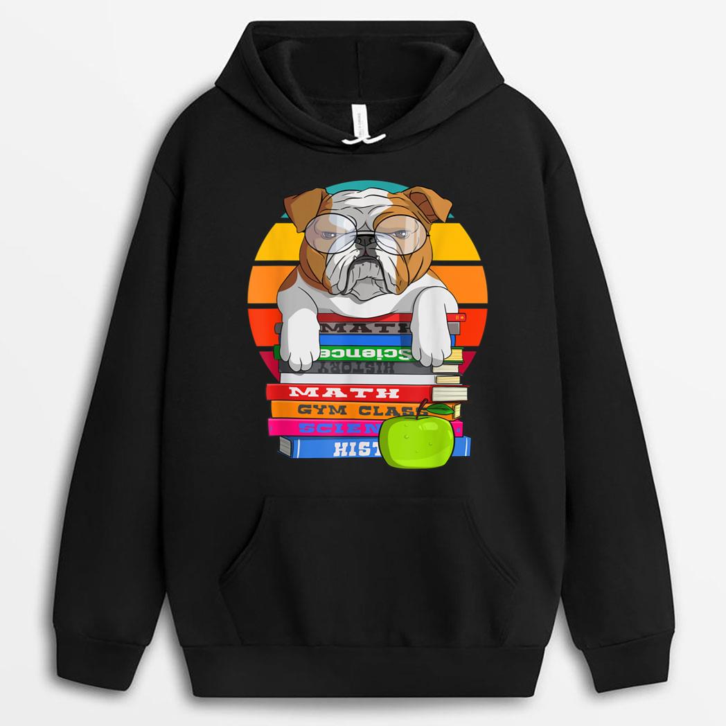 Funny Bulldog Back To School Book Worm Dog Lover Librarian T-Shirt