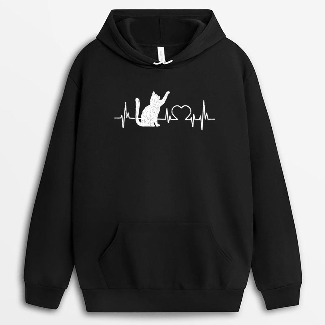 Funny Cat  for Women - Meowy Cute Cat Lover Heartbeat T-Shirt