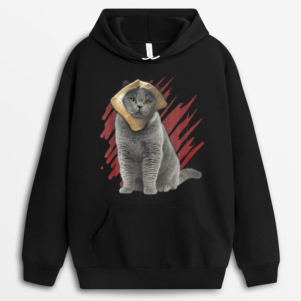 Funny Cat Apparel Cat With Slice Of Bread On Face Cat Lovers T-Shirt
