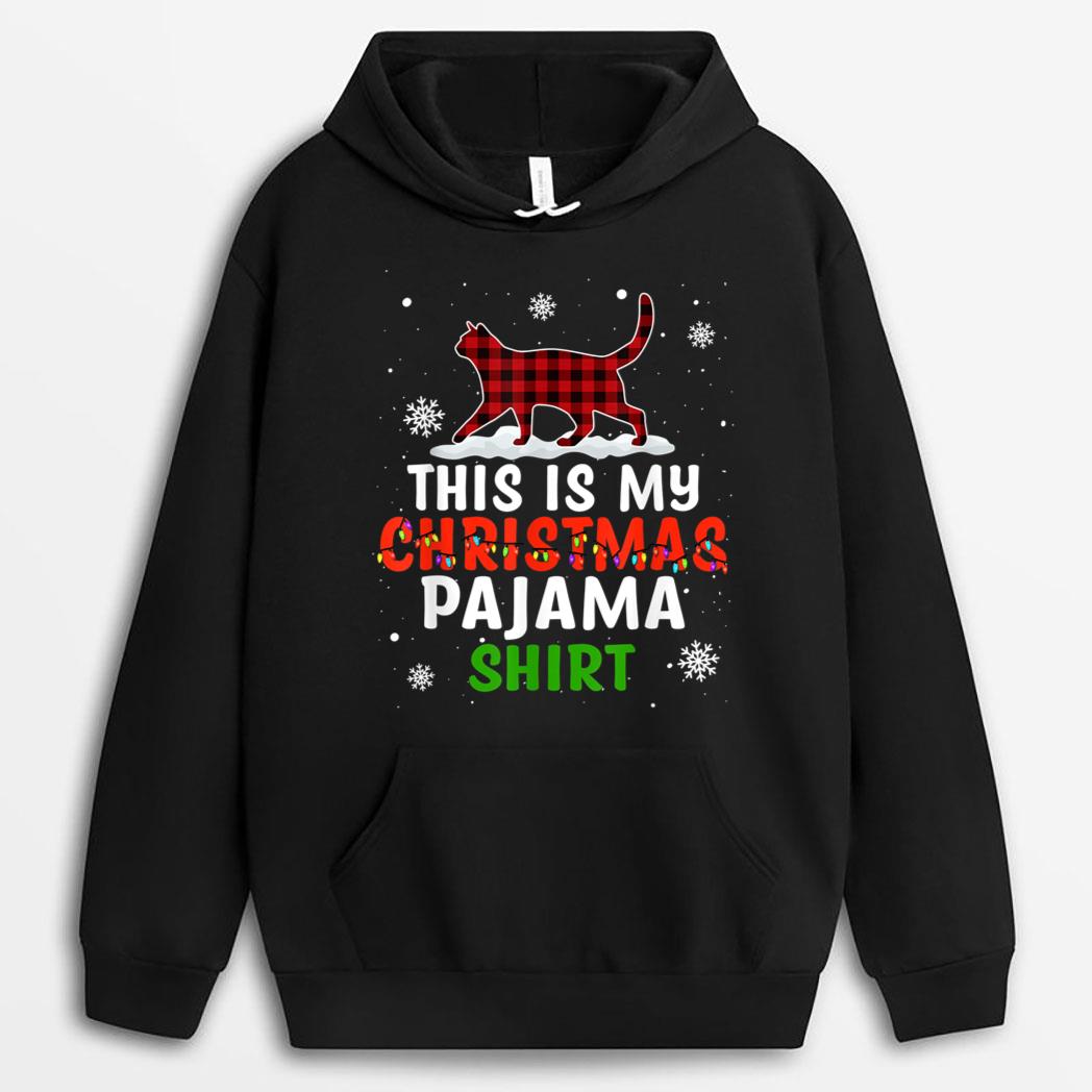Funny Cat Christmas Lights Buffalo Red Plaid Xmas Gift Girls T-Shirt