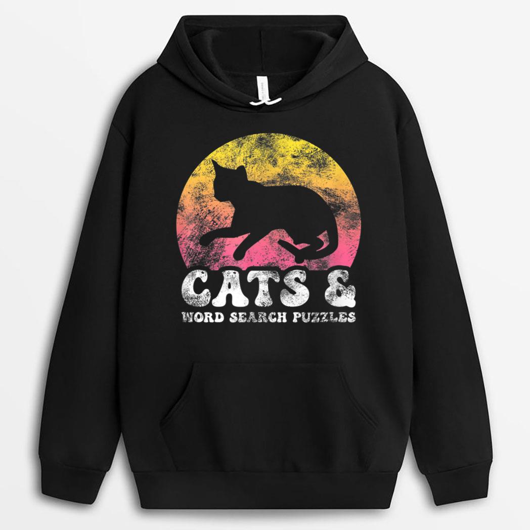 Funny Cats Word Search Puzzles Vintage Retro Hobby T-Shirt