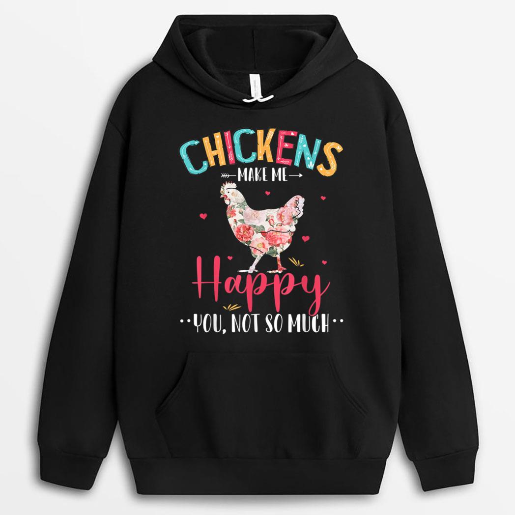 Funny Chickens Happy You Not So Much Floral Chicken Farmer T-Shirt