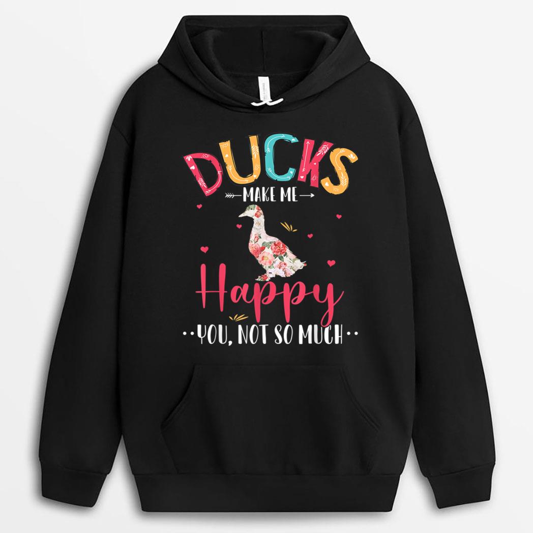 Funny Ducks Happy You Not So Much Cute Floral Duck Farmer T-Shirt