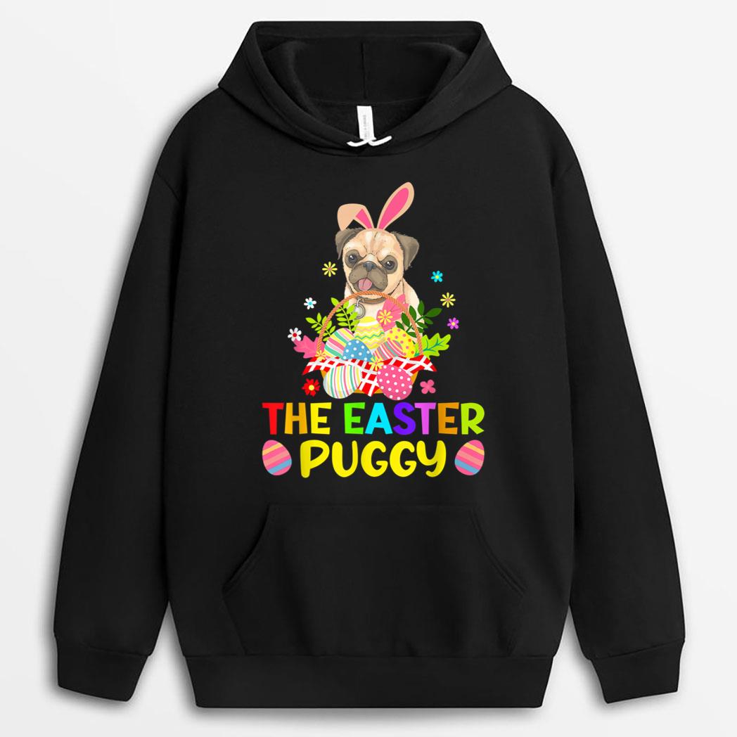 Funny Easter Pug Bunny Ear Eggs Basket Dogs T-Shirt