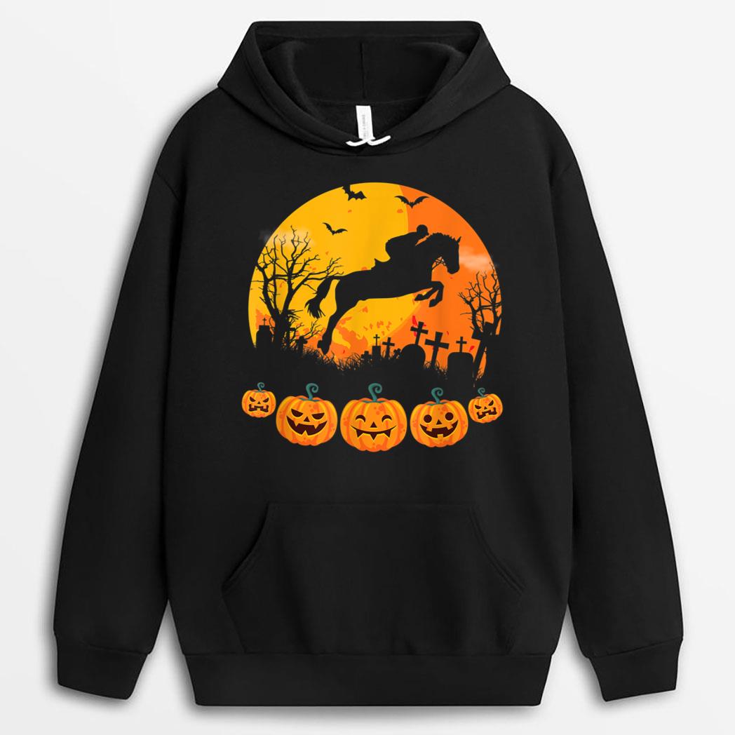 Funny Equestrian Halloween Pumpkin Horse Riding Retro T-Shirt