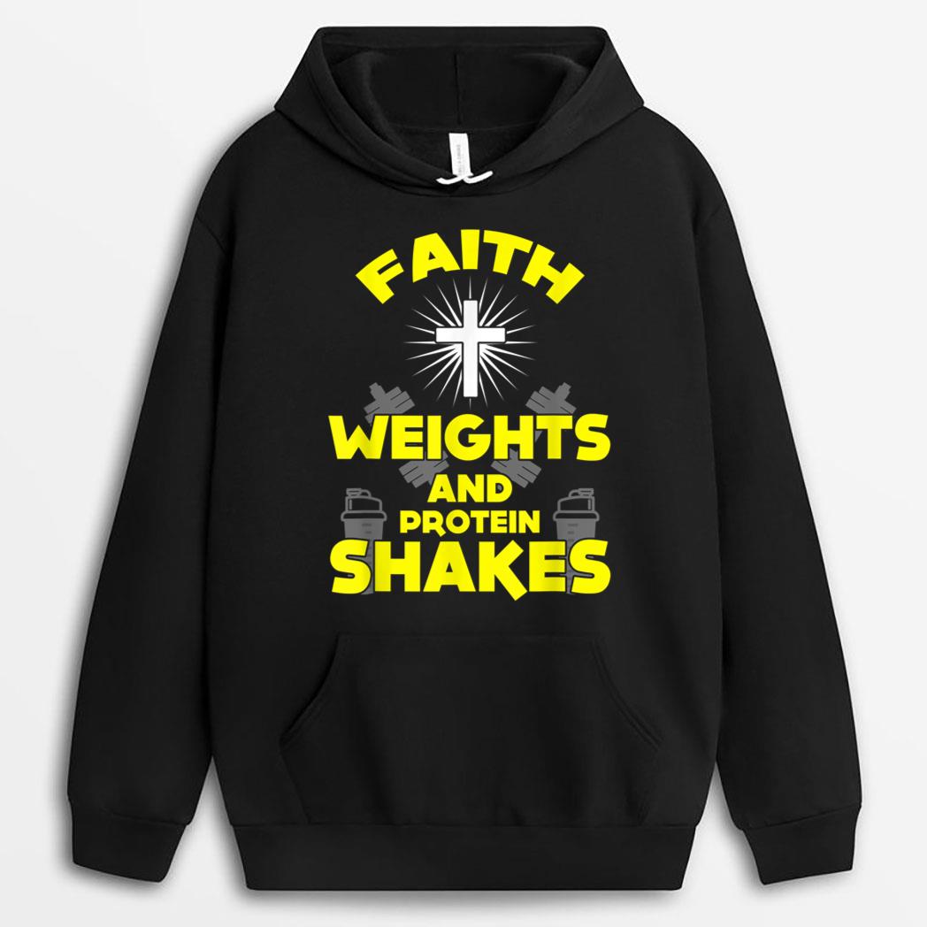 Funny Faith Weights Protein Shakes Jesus Christian T-Shirt