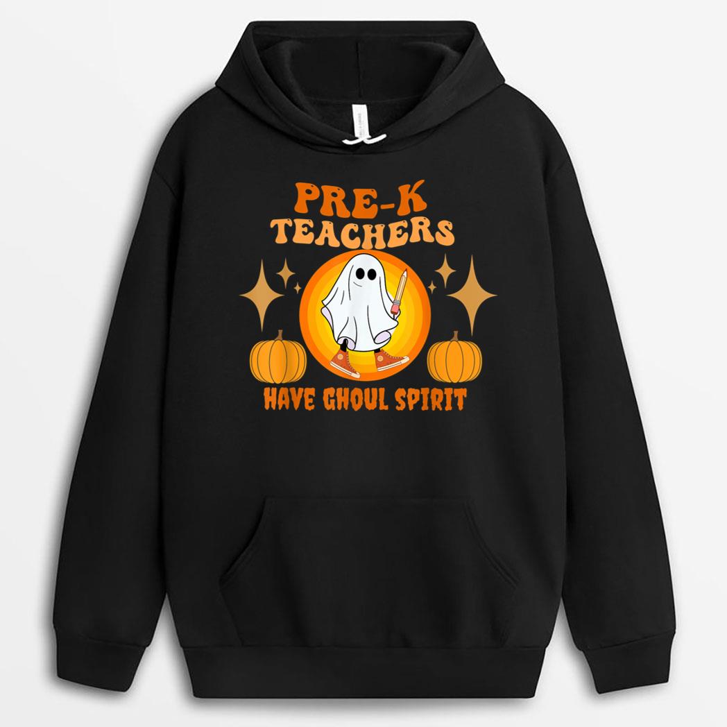 Funny Halloween Pre-K Teacher Spooky Ghost Pre K Teacher T-Shirt