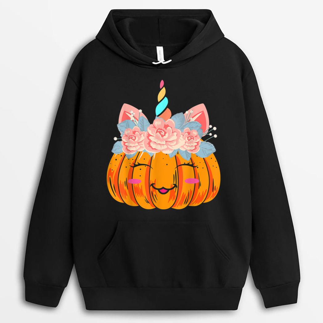 Funny Halloween Thanksgiving Cute Unicorn Pumpkin Costume T-Shirt