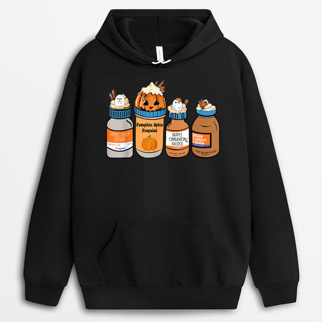 Funny Nurse Halloween Pumpkin Spice Propofol Ativan Haldol Ver 2 T-Shirt