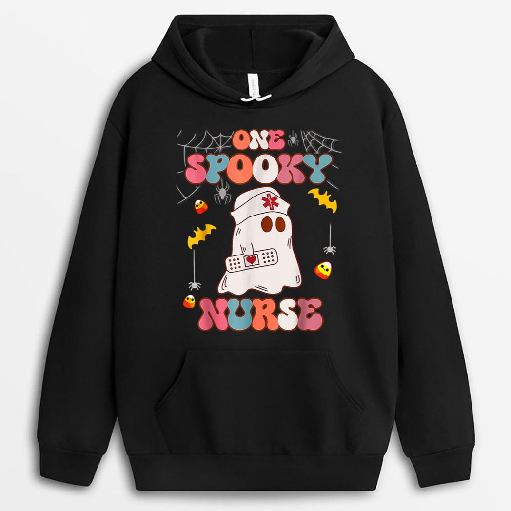 Funny One Spooky Nurse Halloween RN Boo Boo Crew Witch Ghost T-Shirt