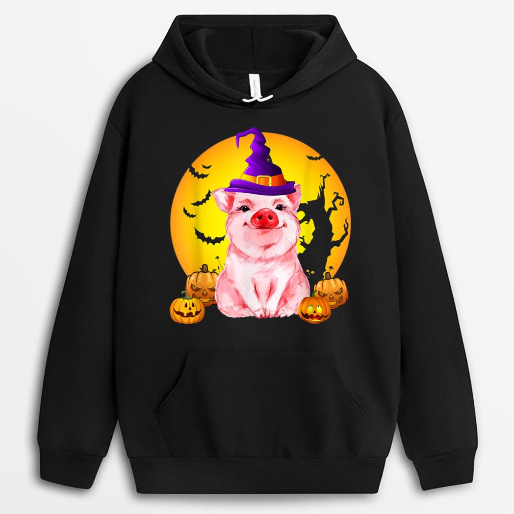 Funny Pig witch hat Happy Halloween Women Girls Kids Gifts T-Shirt