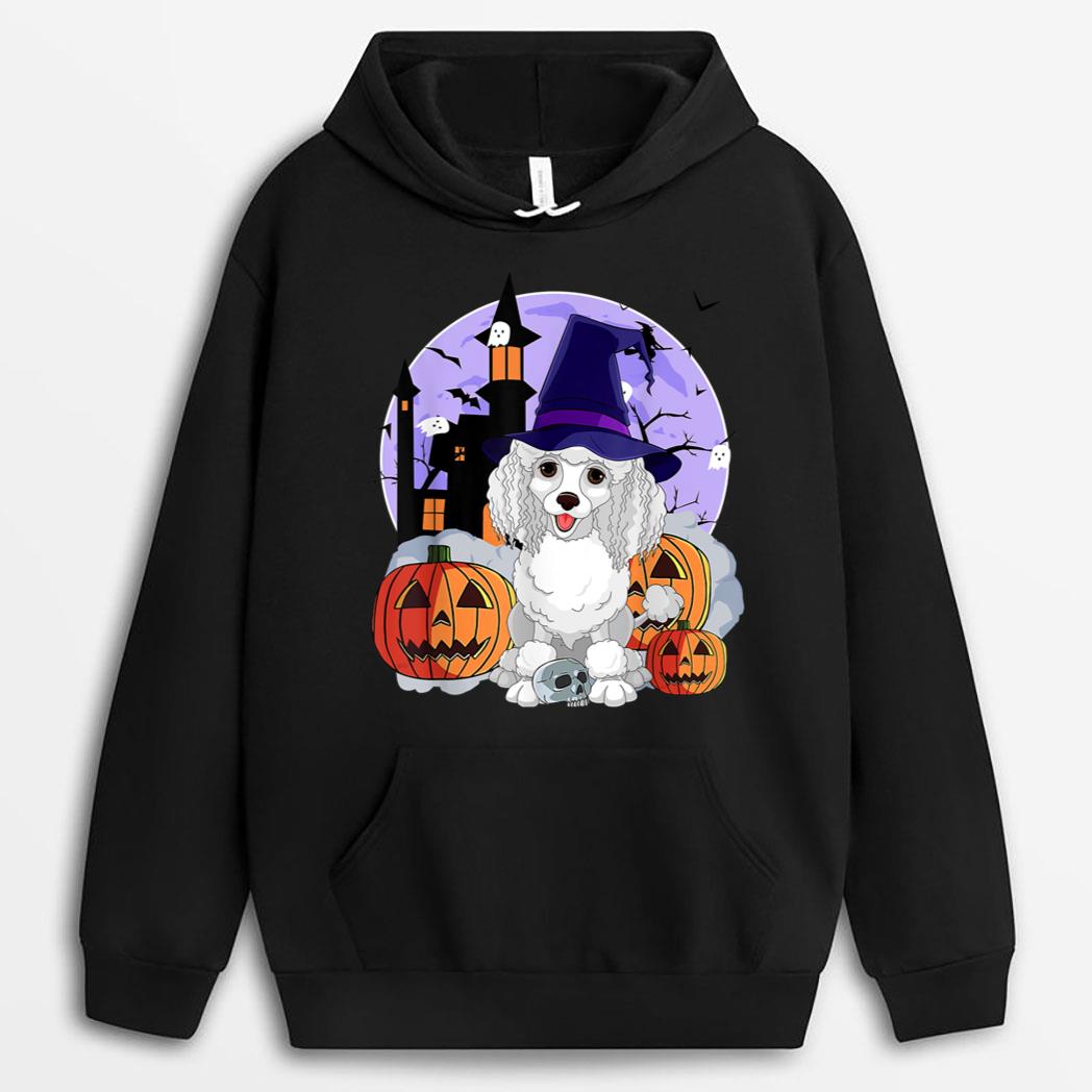 Funny Poodle Dog Halloween Witch Pumpkin T-Shirt